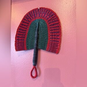 Handwoven Red and Green Fan